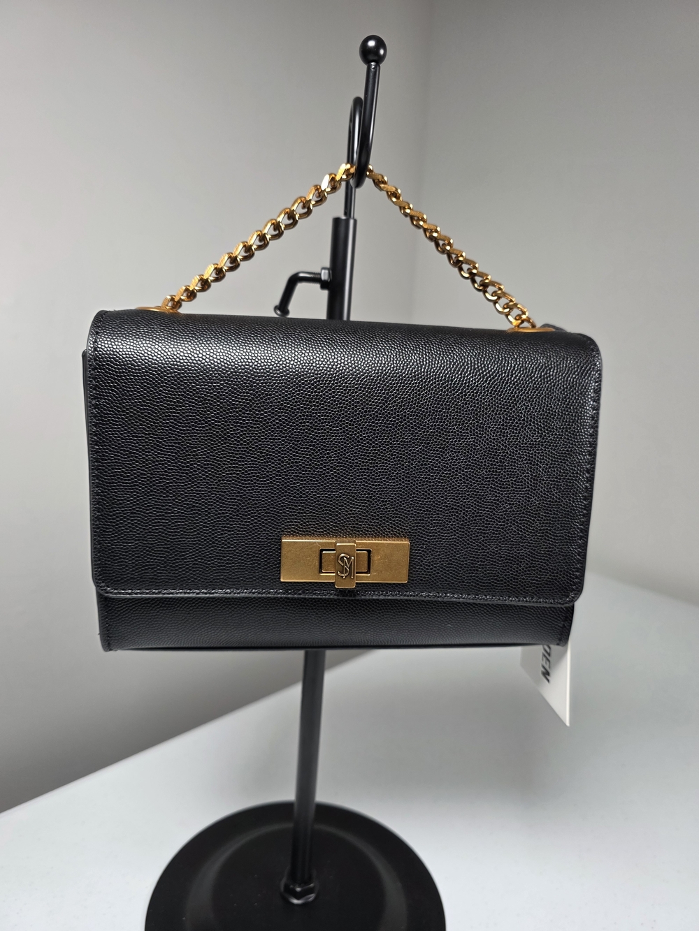 Steve Madden Black Crossbody with Gold Chain & Turn-Lock
